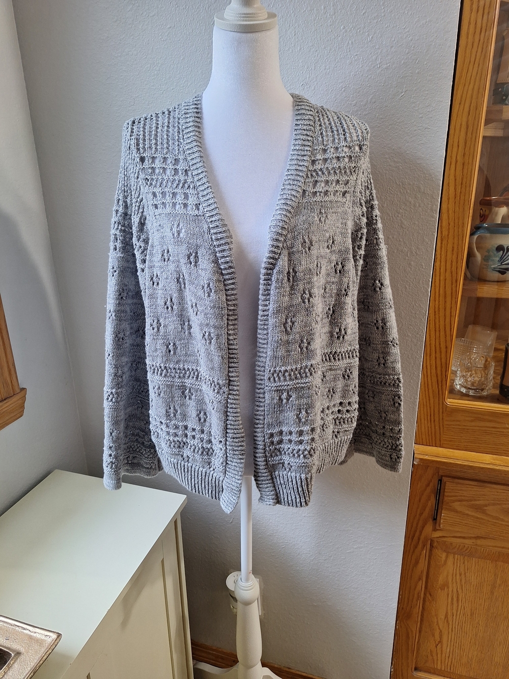 torrid Light Gray Open-Front Knit Cardigan